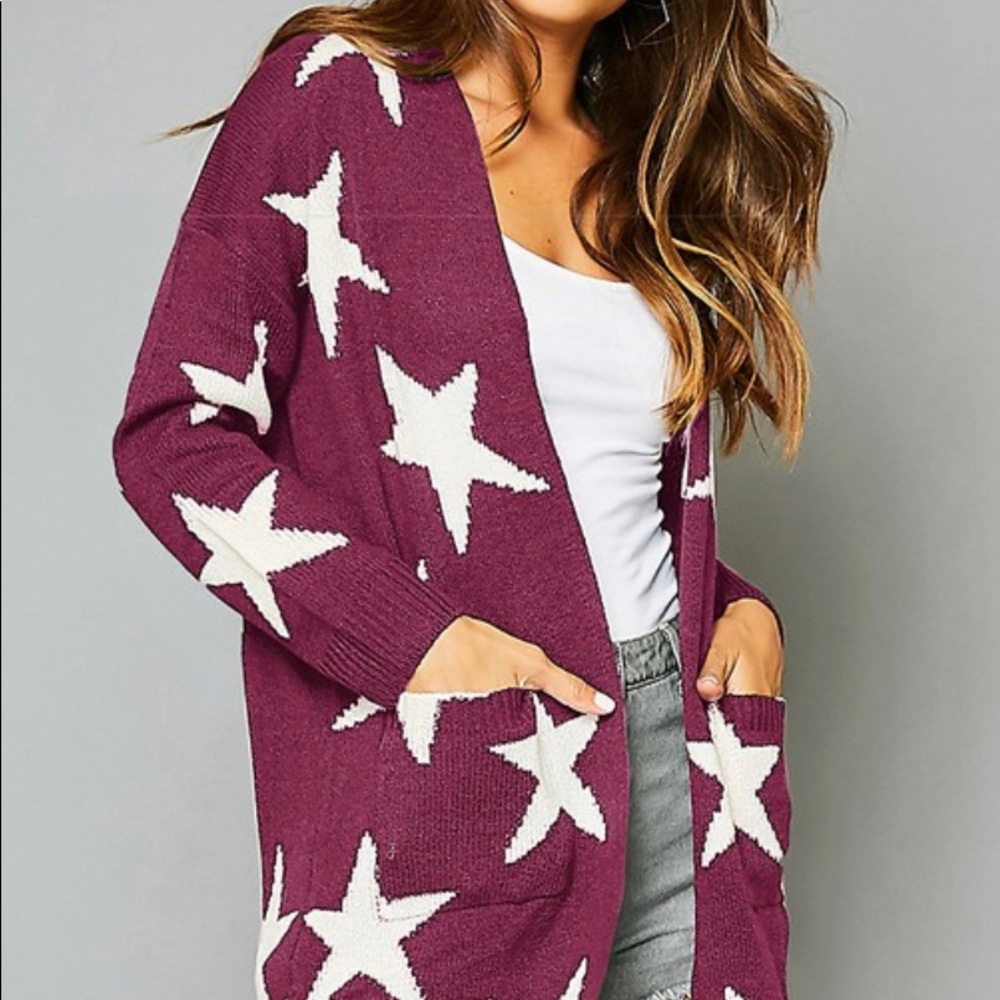 Magenta Star Cardigan